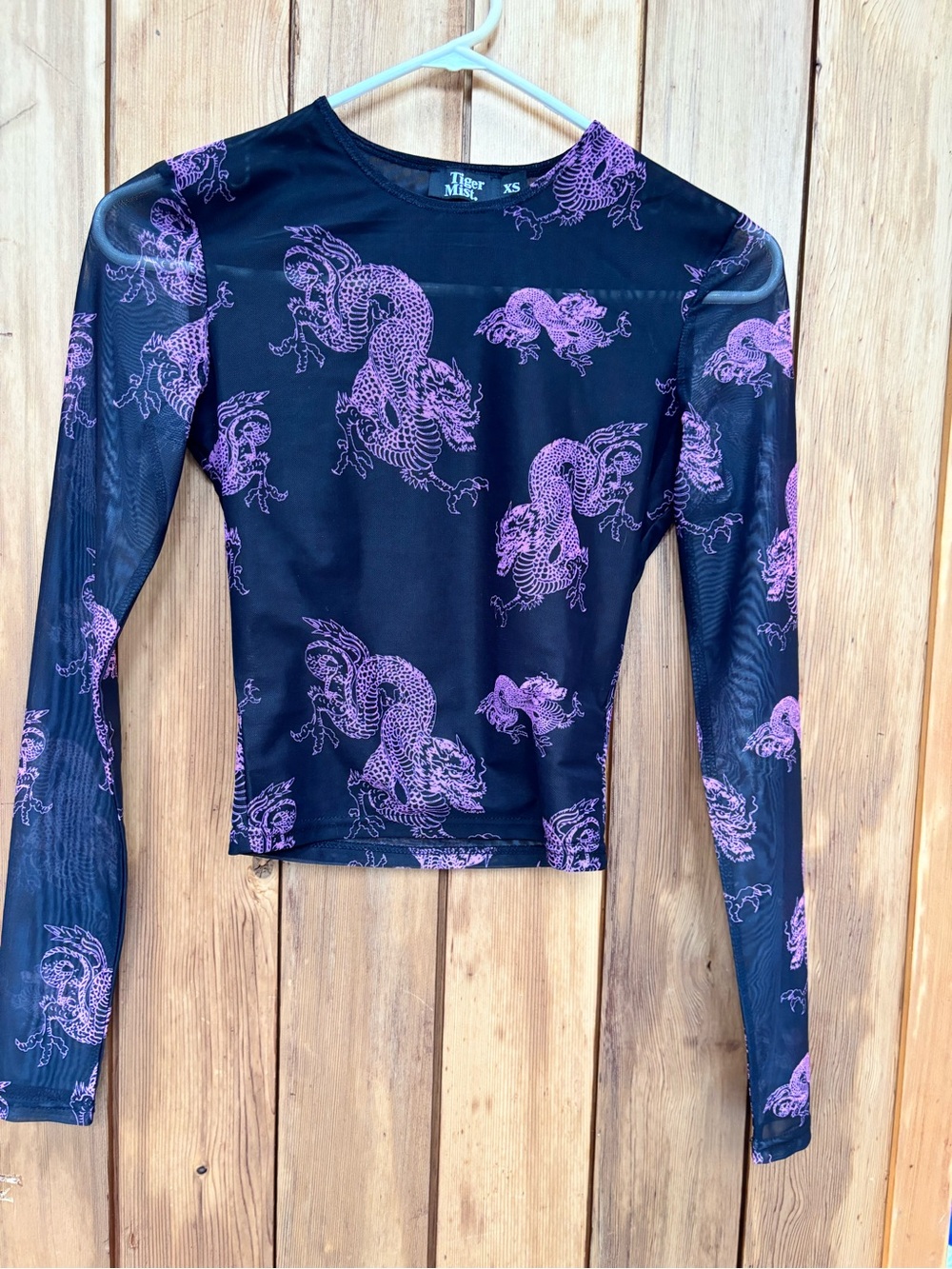 🐉 Tiger Mist Purple Dragon Mesh Long Sleeve Top